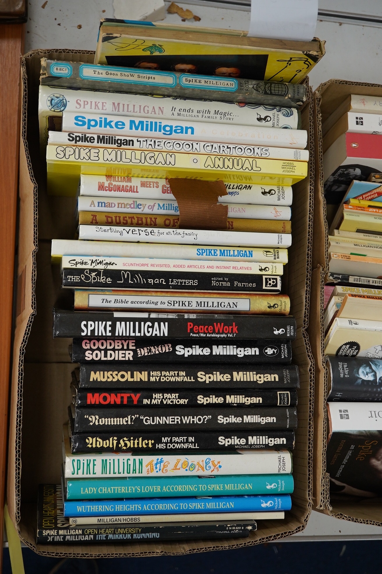 Milligan, Spike (1918-2002) - a collection of 52 books, including Humour and Satire, which include his ‘’War Memoirs’’, Poetry, Children’s books, Plays and Scripts, Autobiographies and Memoirs.